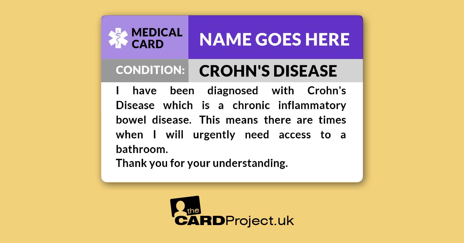 Crohn's Disease Awareness Medical ID Card  (FRONT)